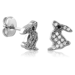 SURGICAL STEEL GRADE 316L JEWELED EAR STUDS PAIR