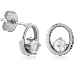 SURGICAL STEEL GRADE 316L JEWELED EAR STUDS PAIR