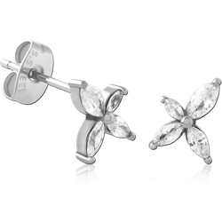 SURGICAL STEEL GRADE 316L JEWELED EAR STUDS PAIR