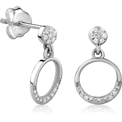 SURGICAL STEEL GRADE 316L JEWELED EAR STUDS PAIR