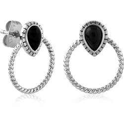 SURGICAL STEEL GRADE 316L JEWELED EAR STUDS PAIR