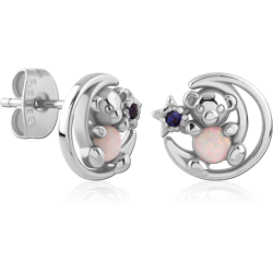 SURGICAL STEEL GRADE 316L JEWELED EAR STUDS PAIR