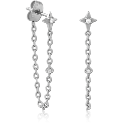 SURGICAL STEEL GRADE 316L JEWELED EAR STUDS PAIR