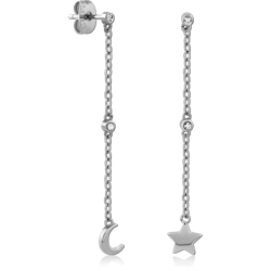 SURGICAL STEEL GRADE 316L JEWELED EAR STUDS PAIR