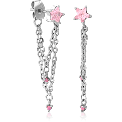 SURGICAL STEEL GRADE 316L JEWELED EAR STUDS PAIR