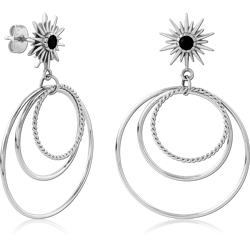 SURGICAL STEEL GRADE 316L JEWELED EAR STUDS PAIR