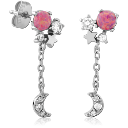 SURGICAL STEEL GRADE 316L JEWELED EAR STUDS PAIR