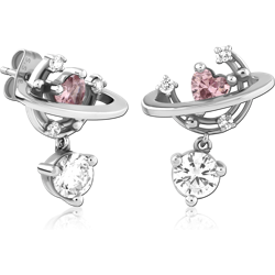 SURGICAL STEEL GRADE 316L JEWELED EAR STUDS PAIR