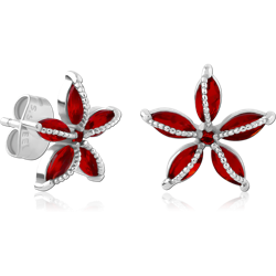 SURGICAL STEEL GRADE 316L JEWELED EAR STUDS PAIR