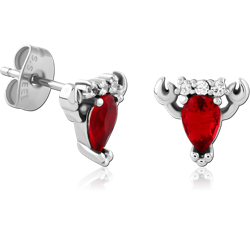 SURGICAL STEEL GRADE 316L JEWELED EAR STUDS PAIR