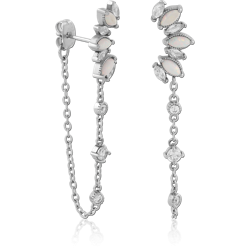 SURGICAL STEEL GRADE 316L JEWELED EAR STUDS PAIR