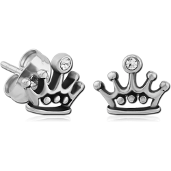 SURGICAL STEEL GRADE 316L EAR STUDS PAIR - CROWN