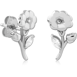 SURGICAL STEEL GRADE 316L JEWELED EAR STUDS PAIR