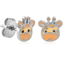 SURGICAL STEEL GRADE 316L JEWELED EAR STUDS PAIR