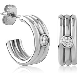 SURGICAL STEEL GRADE 316L JEWELED EAR STUDS PAIR