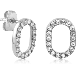 SURGICAL STEEL GRADE 316L JEWELED EAR STUDS PAIR