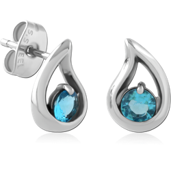 SURGICAL STEEL GRADE 316L JEWELED EAR STUDS PAIR