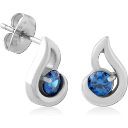 SURGICAL STEEL GRADE 316L JEWELED EAR STUDS PAIR