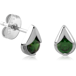 SURGICAL STEEL GRADE 316L JEWELED EAR STUDS PAIR