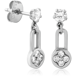 SURGICAL STEEL GRADE 316L JEWELED EAR STUDS PAIR