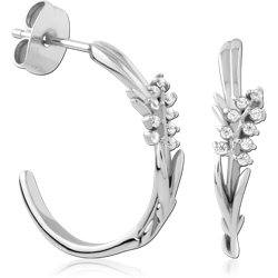 SURGICAL STEEL GRADE 316L JEWELED EAR STUDS PAIR