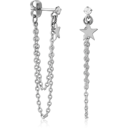 SURGICAL STEEL GRADE 316L JEWELED EAR STUDS PAIR