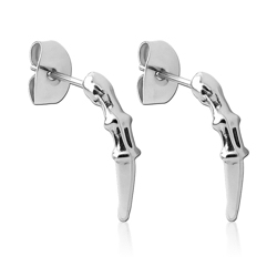 SURGICAL STEEL GRADE 316L STUD EARRINGS CURVED BONE DAGGER DESIGN POLISHED FINISH