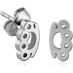 SURGICAL STEEL GRADE 316L EAR STUDS PAIR - KNUCKLE-DUSTER
