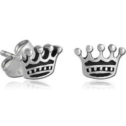 SURGICAL STEEL GRADE 316L EAR STUDS PAIR - CROWN