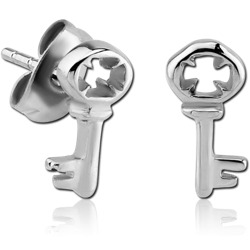 SURGICAL STEEL GRADE 316L EAR STUDS PAIR - KEY
