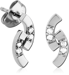 SURGICAL STEEL GRADE 316L JEWELED EAR STUDS