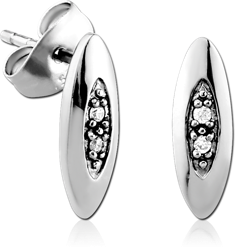 SURGICAL STEEL GRADE 316L JEWELED EAR STUDS