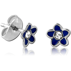 PAIR OF SURGICAL STEEL GRADE 316L VALUE JEWELED EAR STUDS