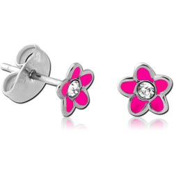 PAIR OF SURGICAL STEEL GRADE 316L VALUE JEWELED EAR STUDS