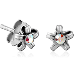 PAIR OF SURGICAL STEEL GRADE 316L VALUE JEWELED EAR STUDS