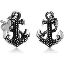 SURGICAL STEEL GRADE 316L EAR STUDS PAIR - ANCHOR