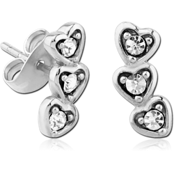 PAIR OF SURGICAL STEEL GRADE 316L JEWELED EAR STUDS