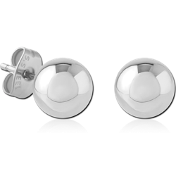 SURGICAL STEEL GRADE 316L EAR STUDS PAIR - 8MM BALL