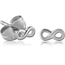 SURGICAL STEEL GRADE 316L EAR STUDS PAIR - INFINITY