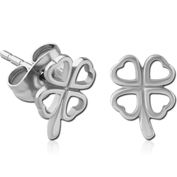 SURGICAL STEEL GRADE 316L EAR STUDS PAIR - SHAMROCK
