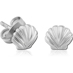 SURGICAL STEEL GRADE 316L EAR STUDS PAIR - SEASHELL