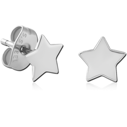 SURGICAL STEEL GRADE 316L EAR STUDS PAIR - STAR FLAT