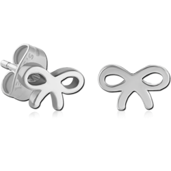 SURGICAL STEEL GRADE 316L EAR STUDS PAIR - BOW