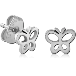 SURGICAL STEEL GRADE 316L EAR STUDS PAIR - BUTTERFLY