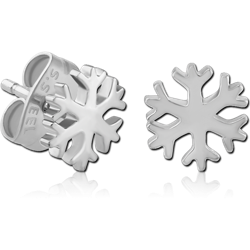 SURGICAL STEEL GRADE 316L EAR STUDS PAIR - SNOWFLAKE