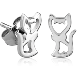 SURGICAL STEEL GRADE 316L EAR STUDS PAIR - KITTY