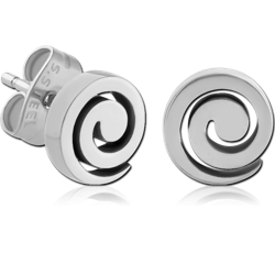 SURGICAL STEEL GRADE 316L EAR STUDS PAIR - SPIRAL