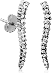 SURGICAL STEEL GRADE 316L JEWELED EAR STUDS PAIR