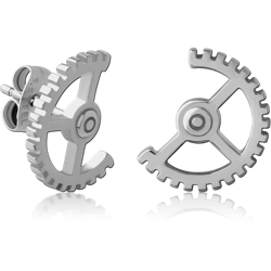 SURGICAL STEEL GRADE 316L EAR STUDS PAIR - OPEN WHEEL