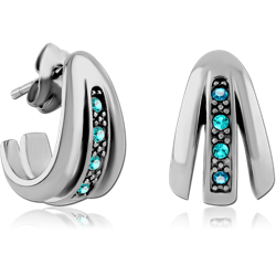 SURGICAL STEEL GRADE 316L JEWELED EAR STUDS PAIR